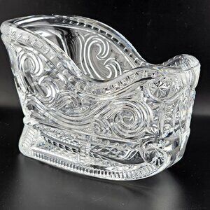St George Crystal Sleigh Centerpiece 4.25" candleholder vase Christmas